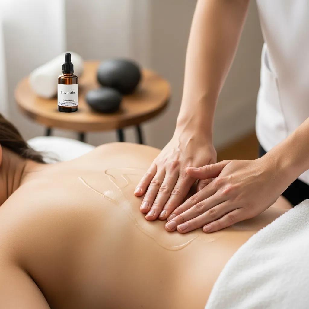 Therapist's hands providing a gentle massage to a pregnant woman's back