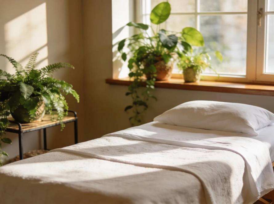 In-home massage therapy setup emphasizing safety and comfort