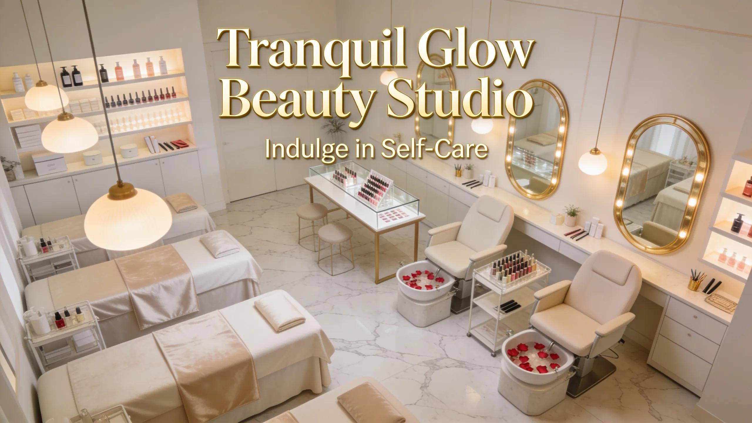 Stylish beauty salon setup showcasing various treatment options and products