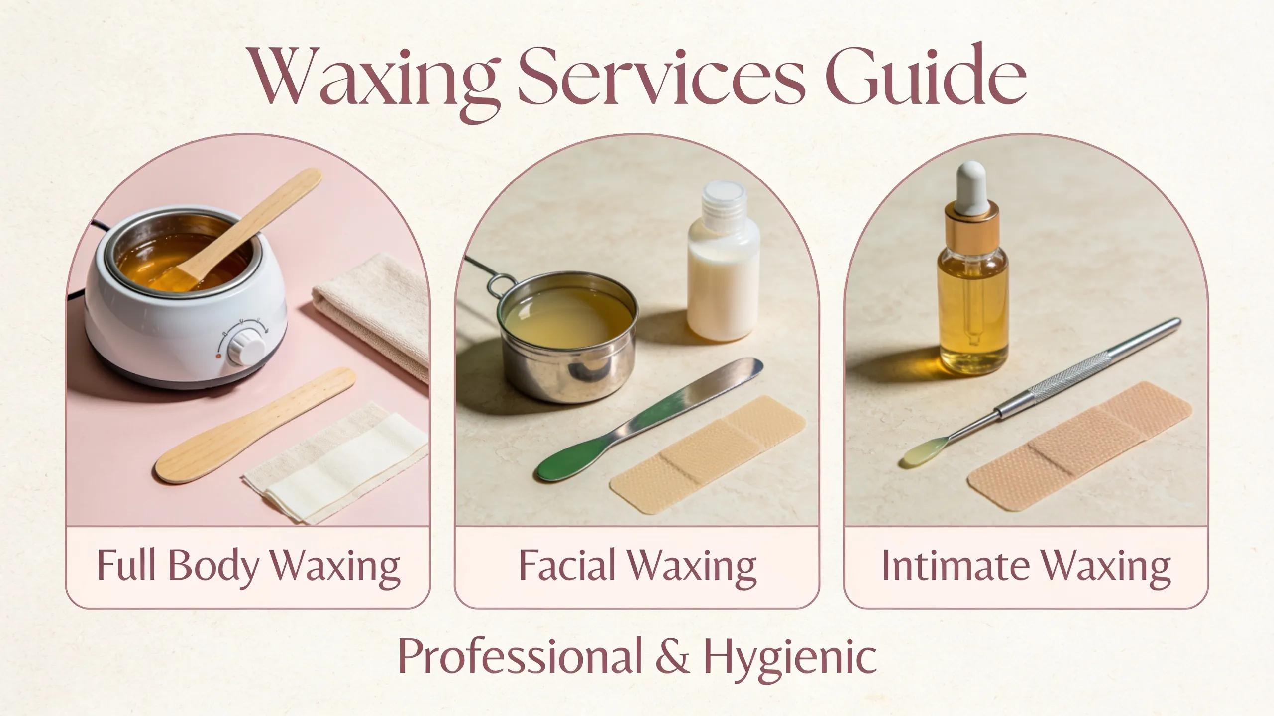 Waxing supplies and tools for professional and hygienic mobile waxing services.