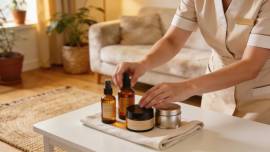 Mobile massage and beauty therapist with wellness products for relaxation treatments in Western Sydney.